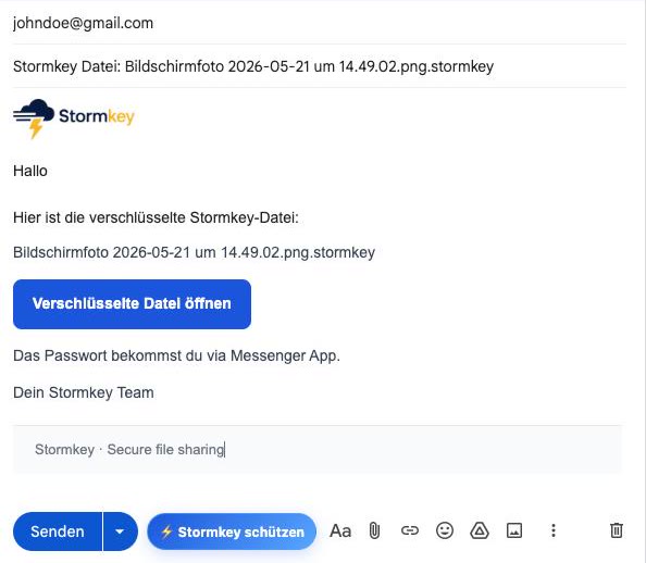 Stormkey Extension im Mail-Workflow mit sicherem Datei-Anhang